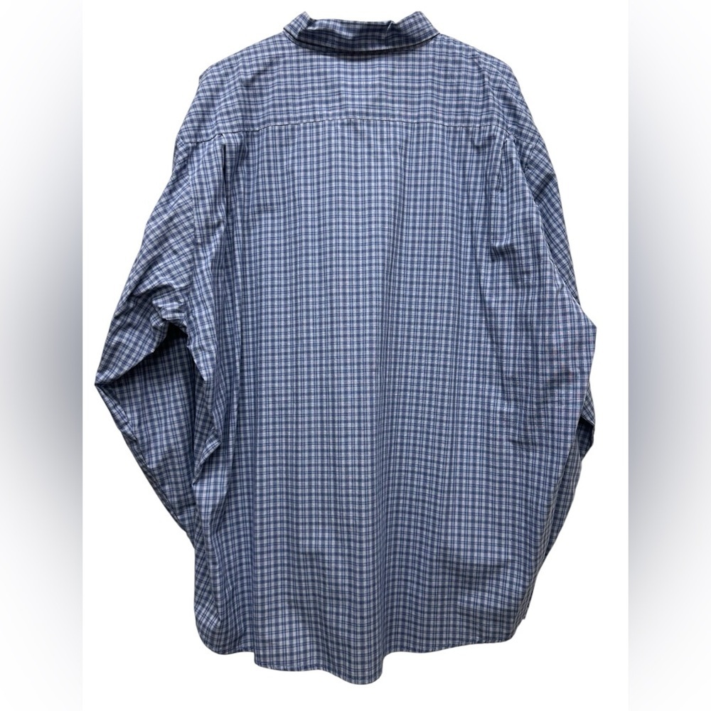 Wrangler Premium Button-Down Flannel Shirt Men's 3XL Long Sleeve Blue Plaid - Picture 3 of 8